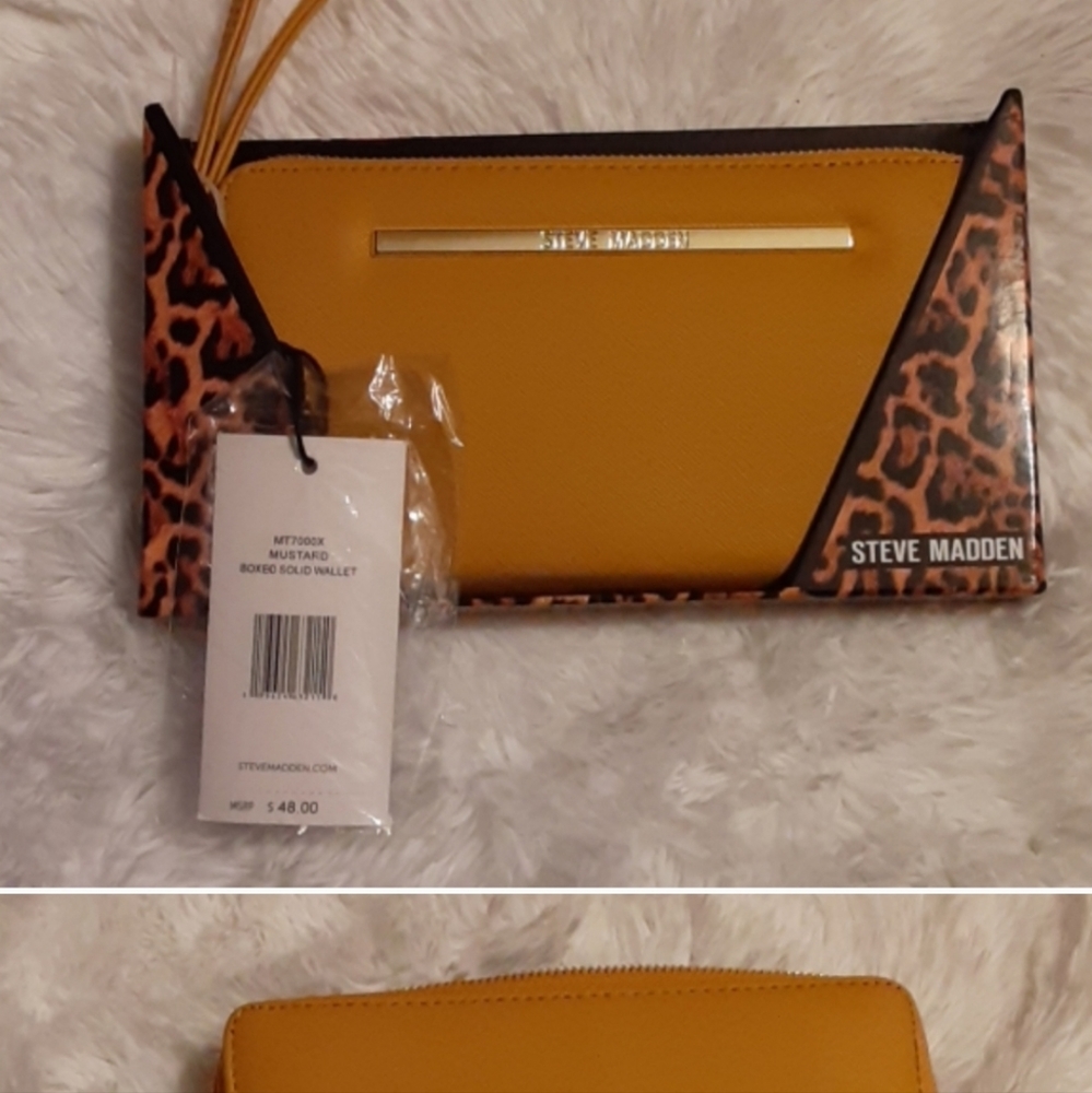 STEVE MADDEN MUSTARD ZIP UP WALLET